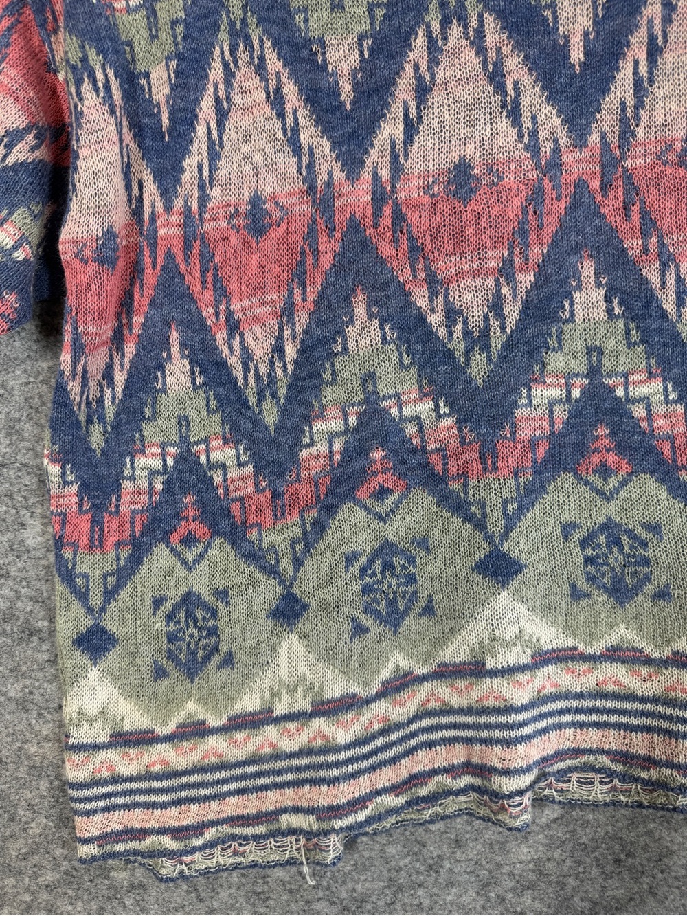Denim & Supply Ralph Lauren Cotton Blend Aztec Knit Top Blue Small Boho Festival - Picture 13 of 14